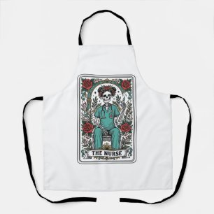 Vintage Skeleton Nurse Tarot Card Shirt Design_1 Apron
