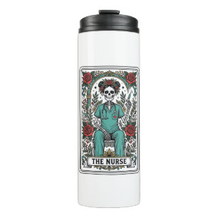 Vintage Skeleton Nurse Tarot Card Shirt Design_1 Thermal Tumbler