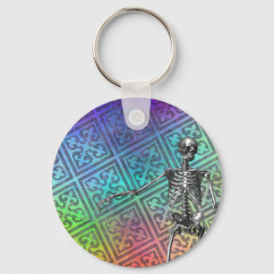 Vintage Skeleton on Pastels Key Ring