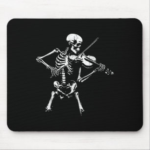 Vintage Skeleton Playing The Violin Halloween Rock Mouse Pad