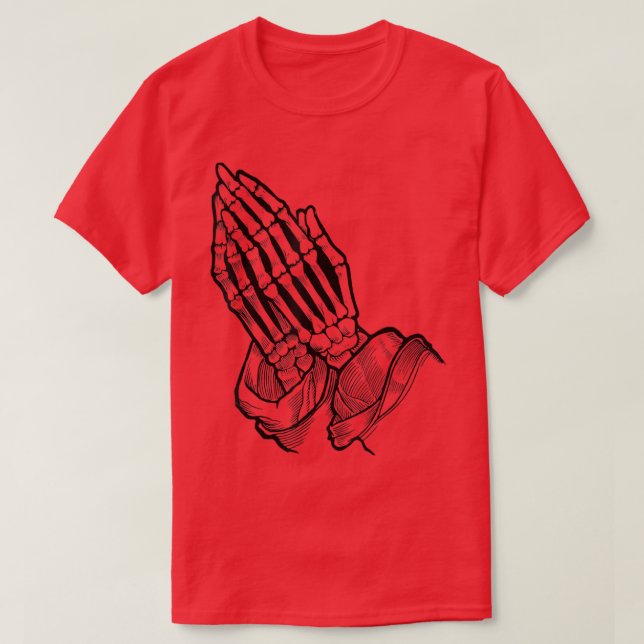 Vintage Skeleton Praying Hands T-Shirt (Design Front)