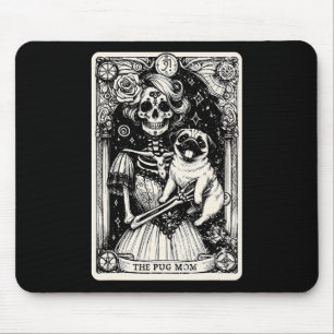 Vintage Skeleton Pug Mum Tarot Card Witchy Vibes P Mouse Pad