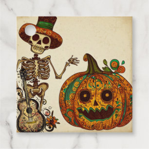 Vintage Skeleton/Pumpkin Day of the Dead Favour Tags