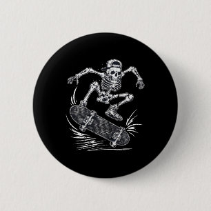 Vintage Skeleton Skateboarding Funny Halloween 6 Cm Round Badge