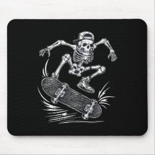 Vintage Skeleton Skateboarding Funny Halloween Mouse Pad