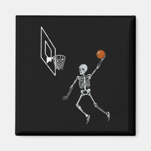 Vintage Skeleton Sketll Player Dunking Hoop Hallow Magnet