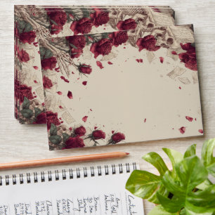 Vintage Skeleton Skull Love Red Rose Collage Envelope