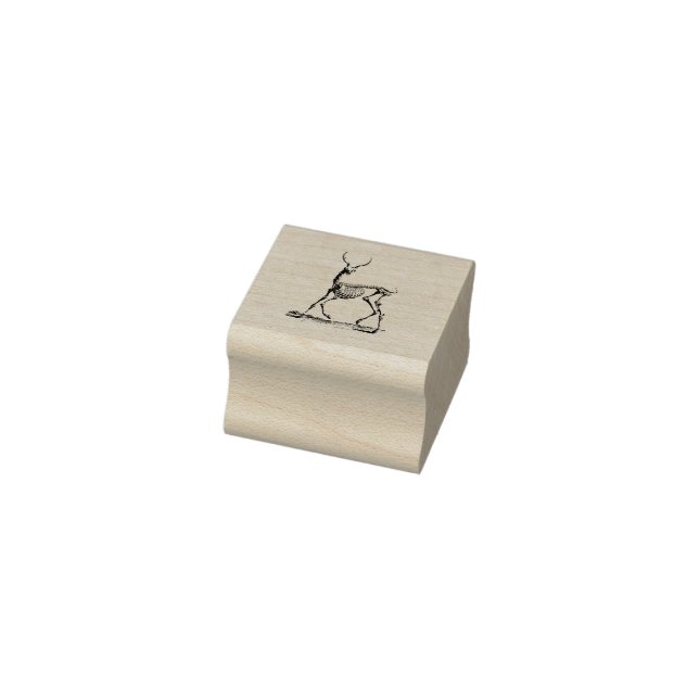 Vintage skeleton stamp, gothic deer antler rubber stamp (Stamp)
