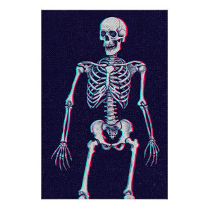 Vintage Skeleton Standing Artwork Poster