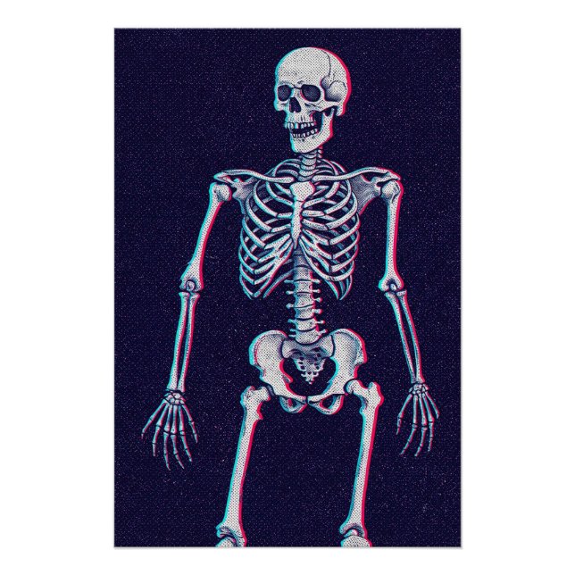 Vintage Skeleton Standing Artwork Poster (Front)