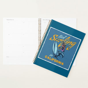 Vintage Skeleton Surfing California Beach Planner