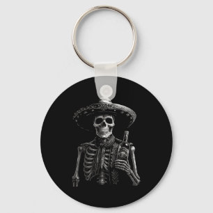 Vintage Skeleton Tequila Mexico Dia De Los Muertos Key Ring