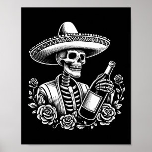 Vintage Skeleton Tequila Mexico Dia De Los Muertos Poster