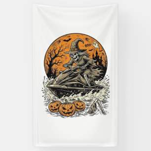 Vintage Skeleton Witch Halloween Jet Ski Shirt Des Banner
