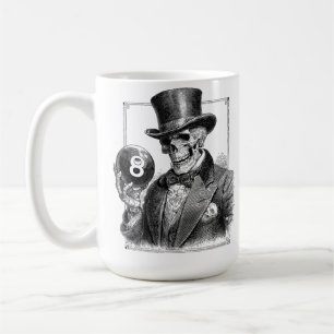 Vintage Skeleton with Top Hat and 8-Ball Coffee Mug