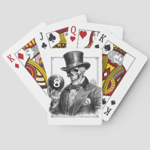 Vintage Skeleton with Top Hat and 8-Ball  Playing Cards