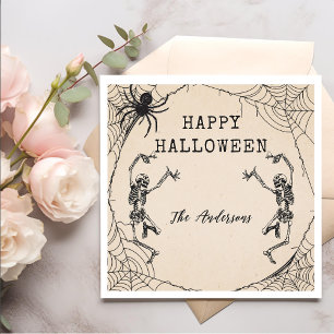 Vintage Skeletons Spider Halloween Party Napkin