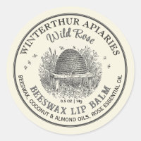Vintage Skep Beeswax Lip Balm Label Ivory