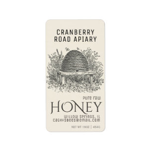 Vintage Skep Honey Label Shipping and Address Size