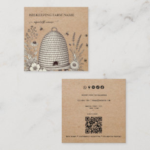 Vintage Skep kraft BeeKeeper Honey Apairist Square Business Card