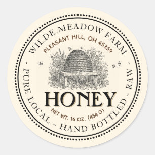 Vintage Skep Local Honey Jar Label Ivory