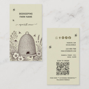 Vintage Skep Script  BeeKeeper Honey Apairist  Bu Business Card