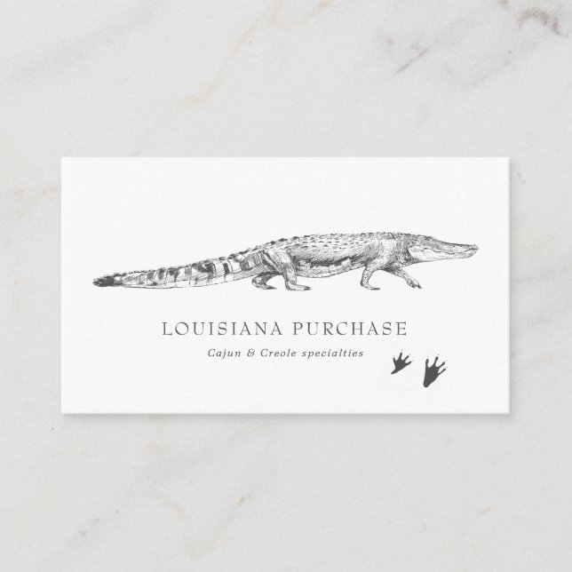 Vintage Sketch Alligator Business Card (Front)