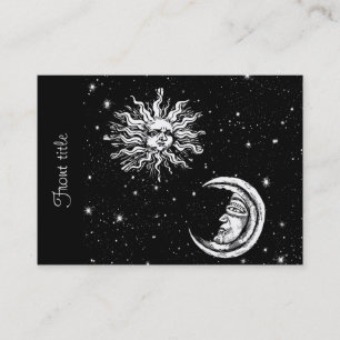 Vintage Sketch of Mystic Moon and Sun Business Card