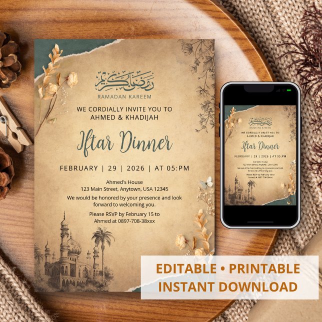 Vintage Sketch Ramadan Iftar Dinner Invitation (Creator Uploaded)