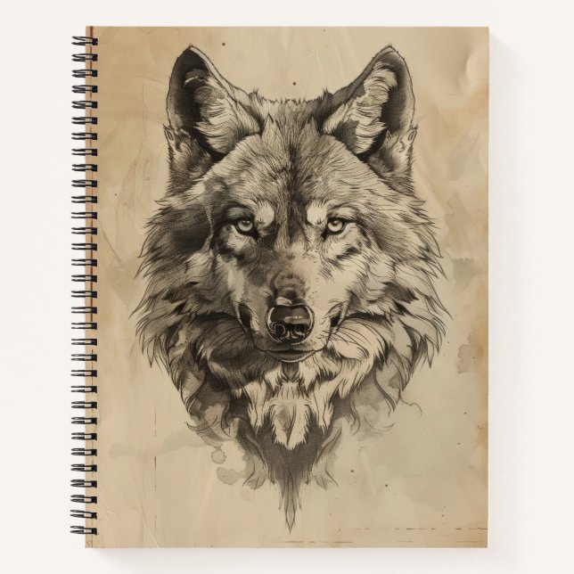 Vintage sketch Wolf Notebook (Front)