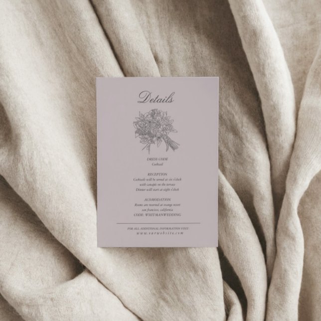 Vintage Sketched Florals Wedding Details Enclosure Card (Creator Uploaded)