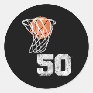 Vintage Sketll Jersey Number 50 Player Number  Classic Round Sticker