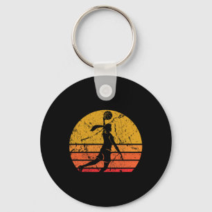 Vintage Sketll Silhouette Retro Sun Sketll Girl  Key Ring