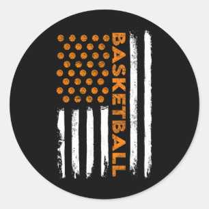 Vintage Sketll Usa Flag 4th Of July Sketll Men Boy Classic Round Sticker