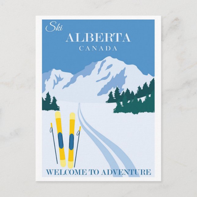 Vintage Ski Alberta Canada Postcard (Front)