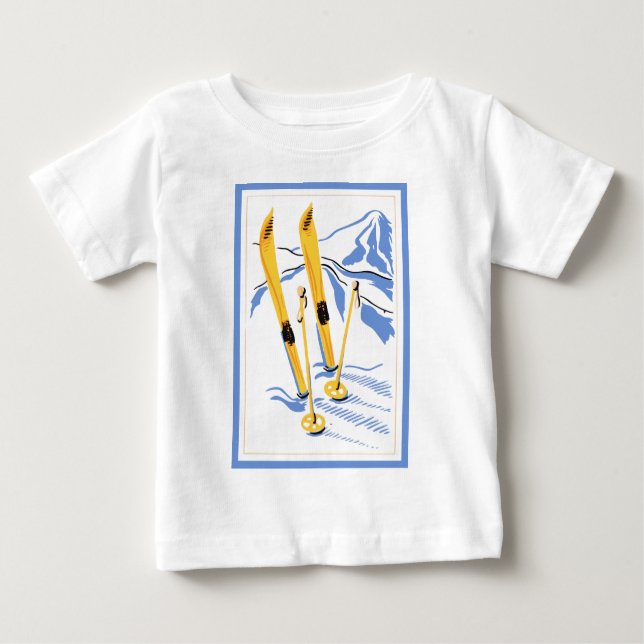 Vintage Ski Art Baby T-Shirt (Front)