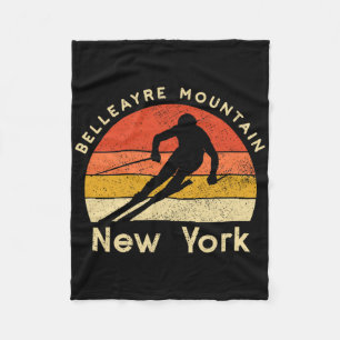 Vintage Ski Belleayre Mountain New York Mountain Fleece Blanket