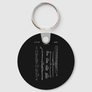 Vintage Ski Blueprint Shirt - Snow Water Skiing Sk Key Ring