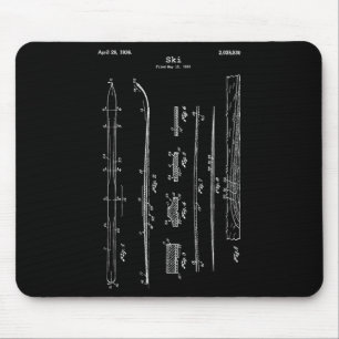 Vintage Ski Blueprint Shirt - Snow Water Skiing Sk Mouse Pad