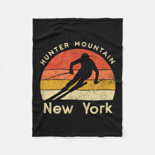 Vintage Ski Hunter Mountain New York Mountain Fleece Blanket