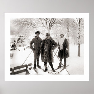 Vintage ski  image, Fashion on the piste Poster