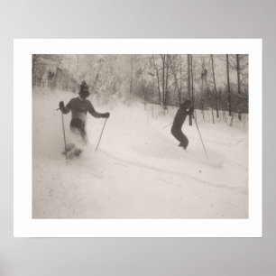 Vintage ski  image, Powder is wonderful Poster
