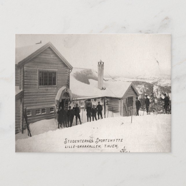 Vintage ski  image, Student sports centre Postcard (Front)
