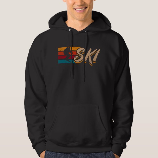 Vintage Ski Jumping Vacation Retro Skier Hoodie (Front)