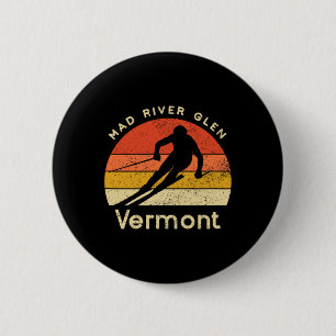 Vintage Ski Mad River Glen Vermont Mountain 6 Cm Round Badge