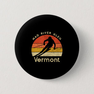 Vintage Ski Mad River Glen Vermont Mountain 6 Cm Round Badge