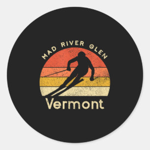Vintage Ski Mad River Glen Vermont Mountain Classic Round Sticker