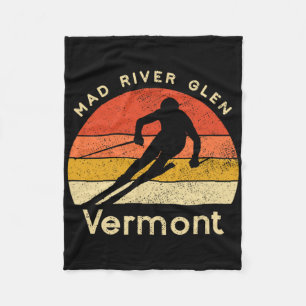 Vintage Ski Mad River Glen Vermont Mountain Fleece Blanket