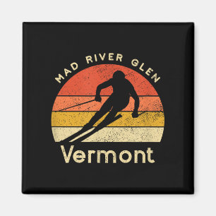 Vintage Ski Mad River Glen Vermont Mountain Magnet