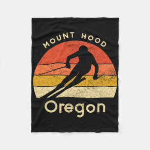 Vintage Ski Mount Hood Oregon Mountain  Fleece Blanket